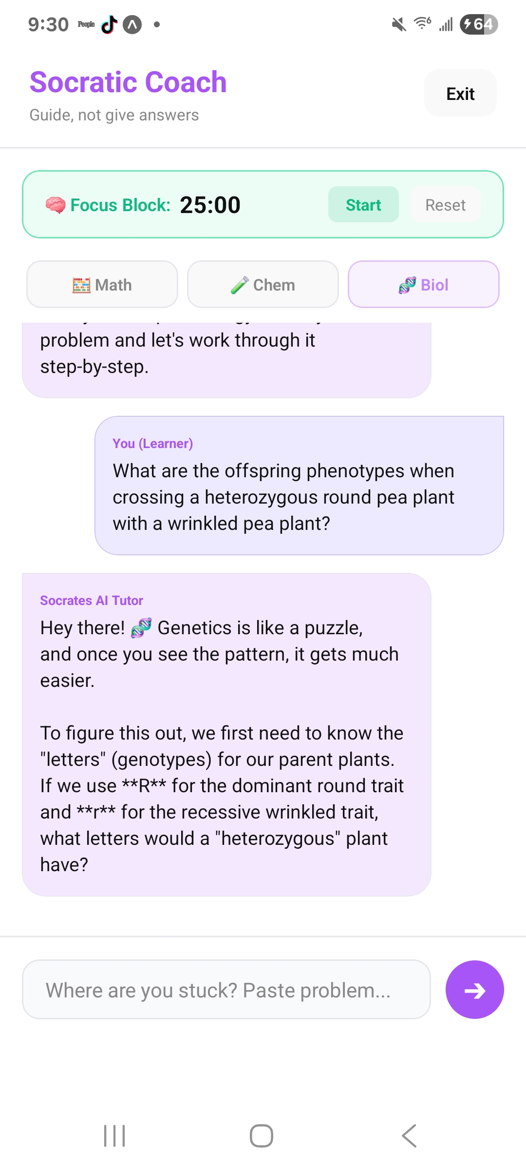 Socratic Coach helping with Biology